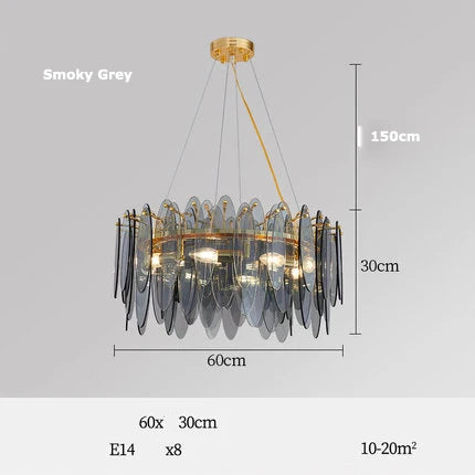 Art Deco LED chandelier in iron and glass with elegant design for modern lighting - vue 19 sur 25