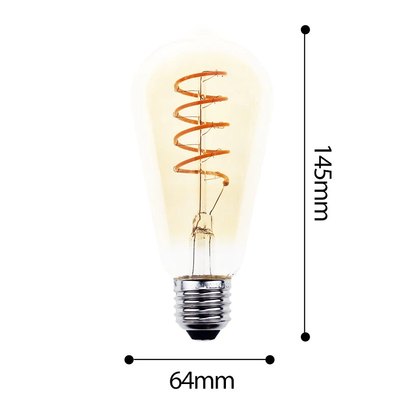 Retro LED Edison bulb with warm yellow vintage filament light - vue 11 sur 12
