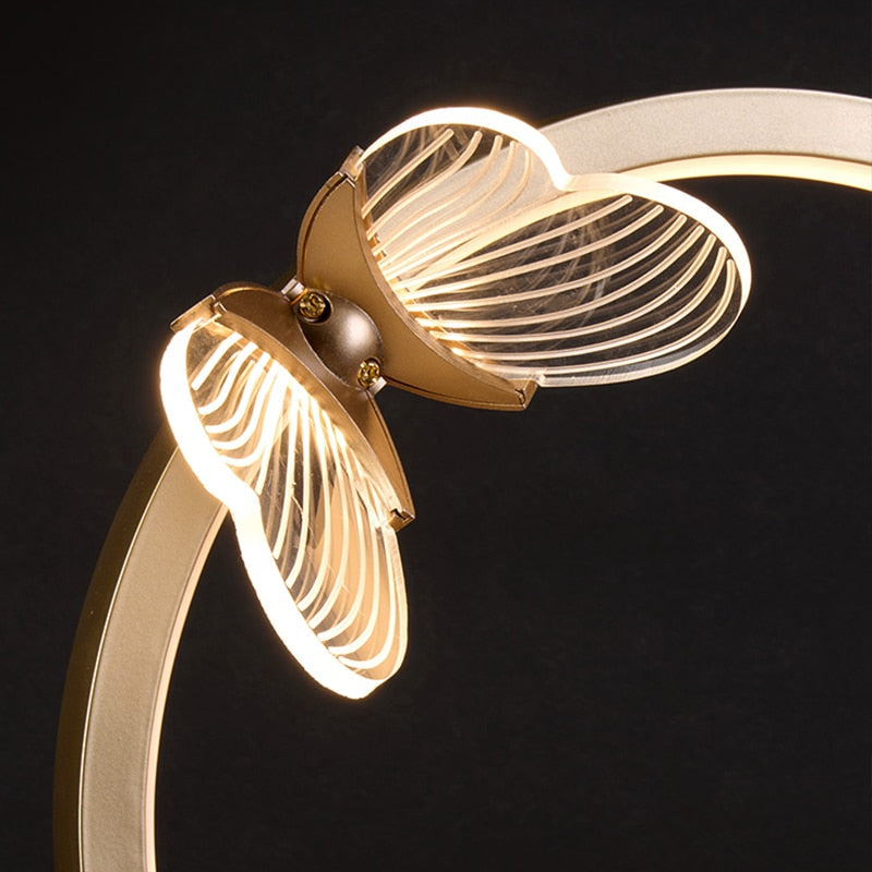 Gold metallic butterfly LED table lamp - vue 7 sur 8