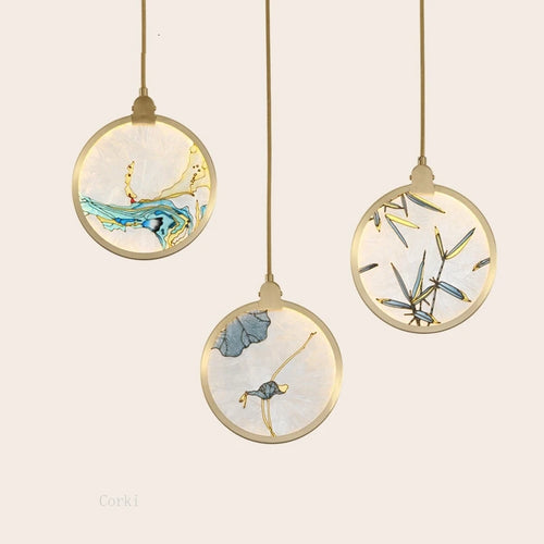 Chinese style glass pendant light for modern interior decoration - vue 6 sur 9