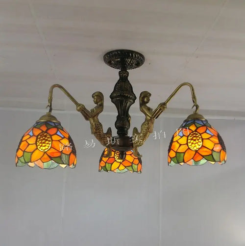 Mediterranean Tiffany mermaid chandelier for creative interiors - vue 13 sur 17
