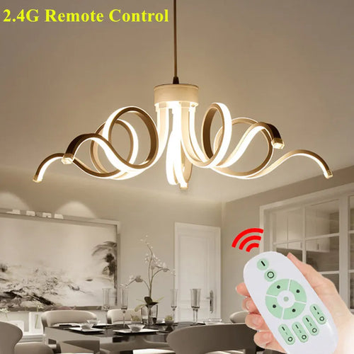 Modern remote controlled aluminium acrylic smart pendant chandelier