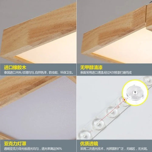 Wooden LED ceiling light with remote control for indoor lighting - vue 7 sur 10