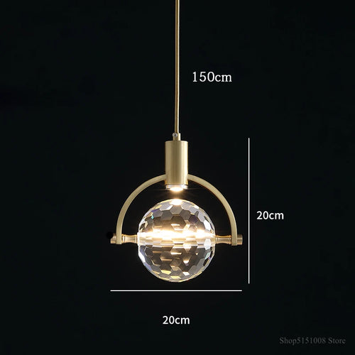 Luxury Nordic design crystal LED pendant light - vue 9 sur 8