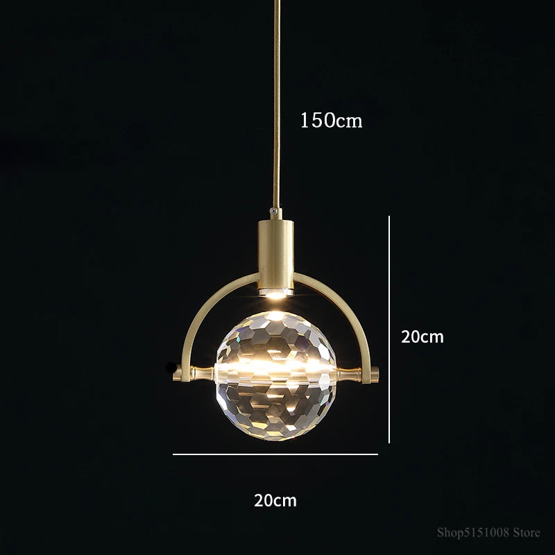 Luxury Nordic design crystal LED pendant light - vue 8 sur 8