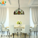 Tiffany style orchid chandelier in stained glass for elegant interiors