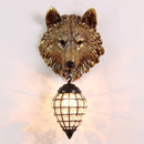 Vintage resin wolf wall light with LED