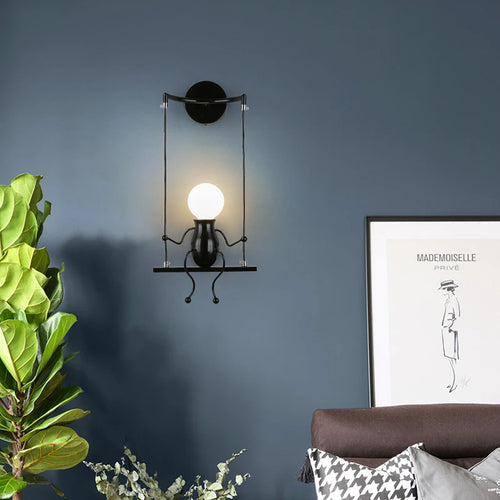 Modern iron humanoid wall light decorative indoor lamp - vue 5 sur 18