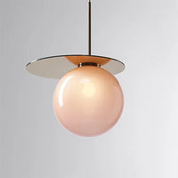 Design UFO pendant light with round iron and colourful glass LED, Danish style for home and kitchen