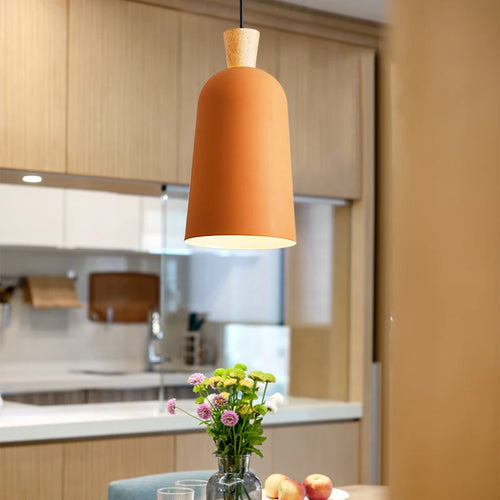 Minimalist nordic wooden LED pendant light with creative design - vue 2 sur 8