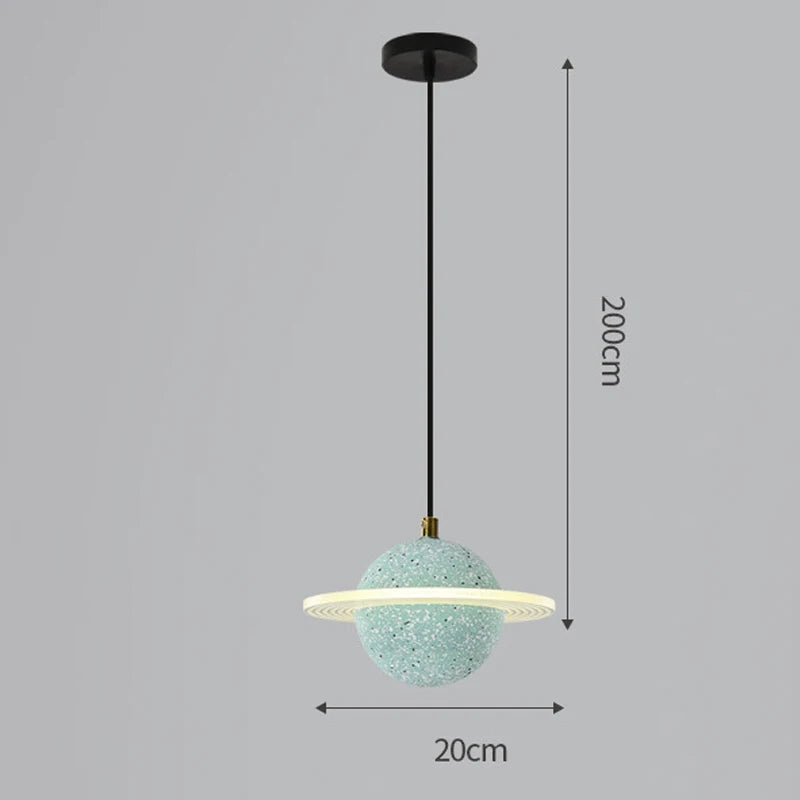 Planet resin pendant light for modern interior decor - vue 9 sur 18
