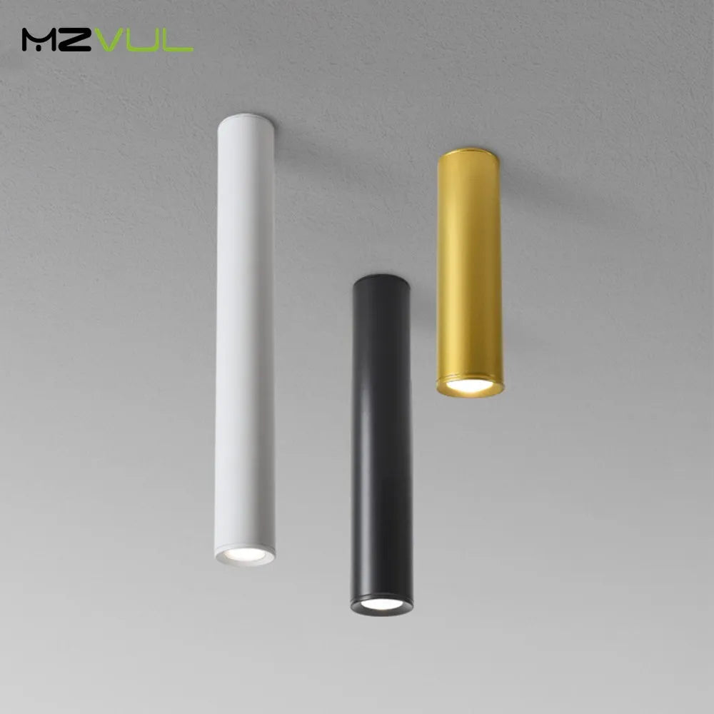 Modern long cylinder LED aluminium surface-mounted ceiling spotlight for living room, kitchen or office
