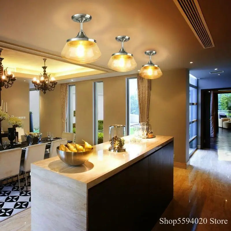 Retro-industrial clear crystal chandelier indoor light - vue 2 sur 8