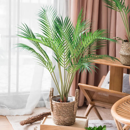 Set of 2 large artificial tropical palm plants for indoor decoration - vue 6 sur 14