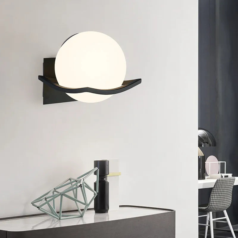 Milky glass gold wall light for interior decoration