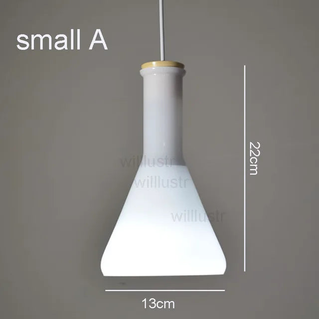 (may80d) Pendant light with Nader bottle style white glass lampshade