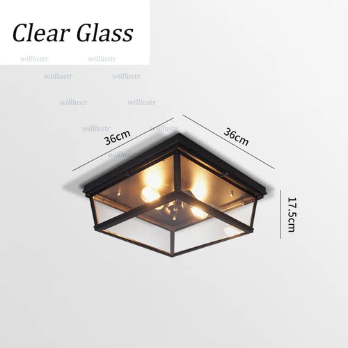 (may80d) Retro style ceiling light in metal and square glass Rahja - vue 2 sur 3