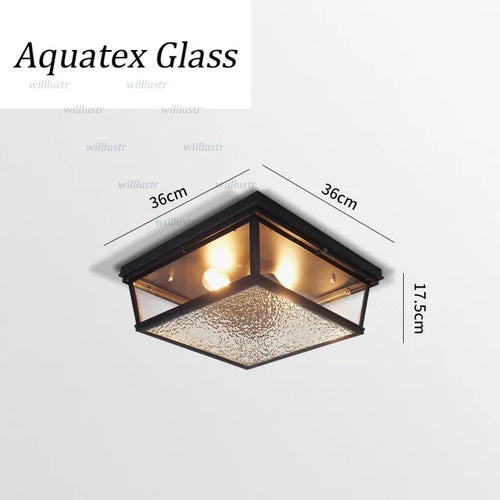 (may80d) Retro style ceiling light in metal and square glass Rahja