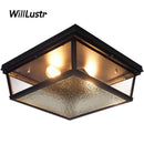 (may80d) Retro style ceiling light in metal and square glass Rahja