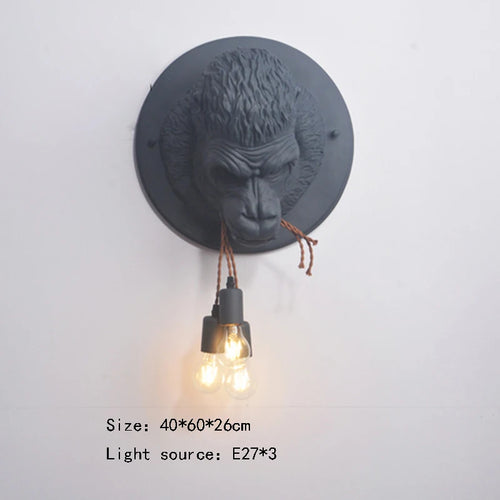 Modern gorilla resin art deco LED wall light - vue 9 sur 10