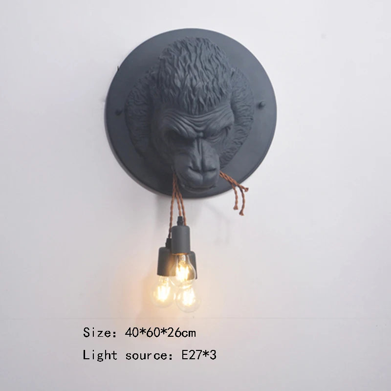 Modern gorilla resin art deco LED wall light - vue 8 sur 10