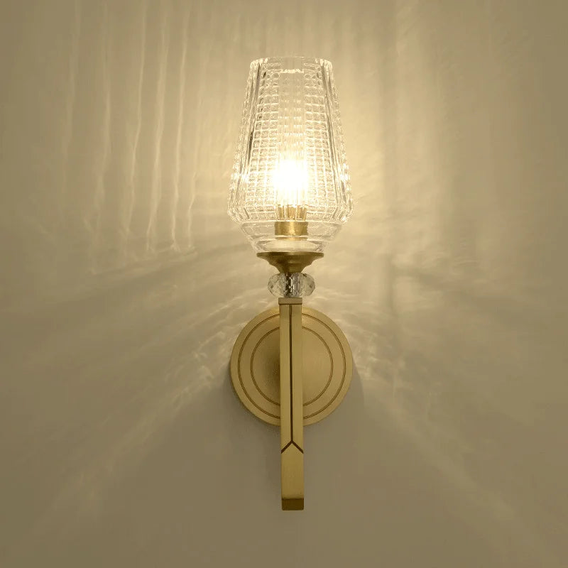 Postmodern luxury crystal and copper wall light creative design