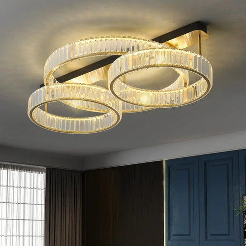 Luxury copper and crystal ceiling light modern decoration - vue 2 sur 15