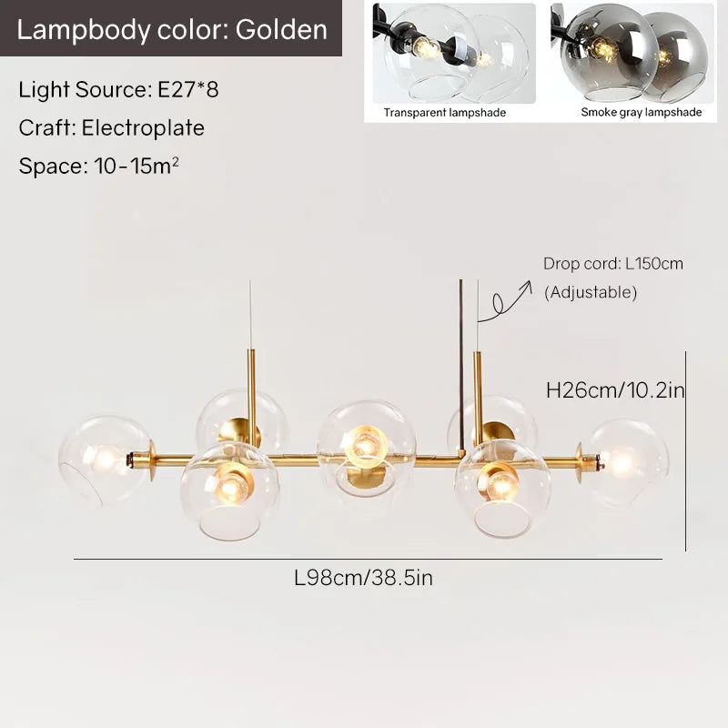 Modern glass chandelier for bar and dining table
