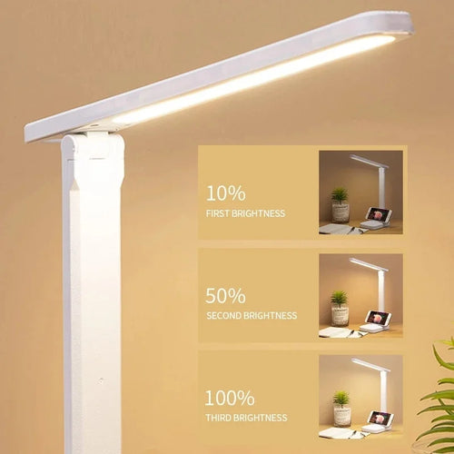 Foldable LED table lamp with stepless touch dimming, USB rechargeable, for reading and bedside - vue 5 sur 8