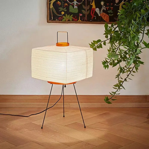 Japanese rice paper table lamps wabi-sabi style - vue 2 sur 7