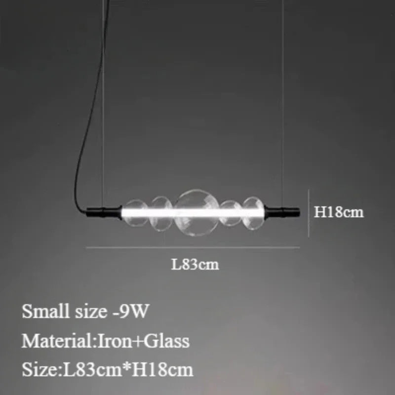 Glass pendant chandelier with LED lights for modern decor - vue 8 sur 9