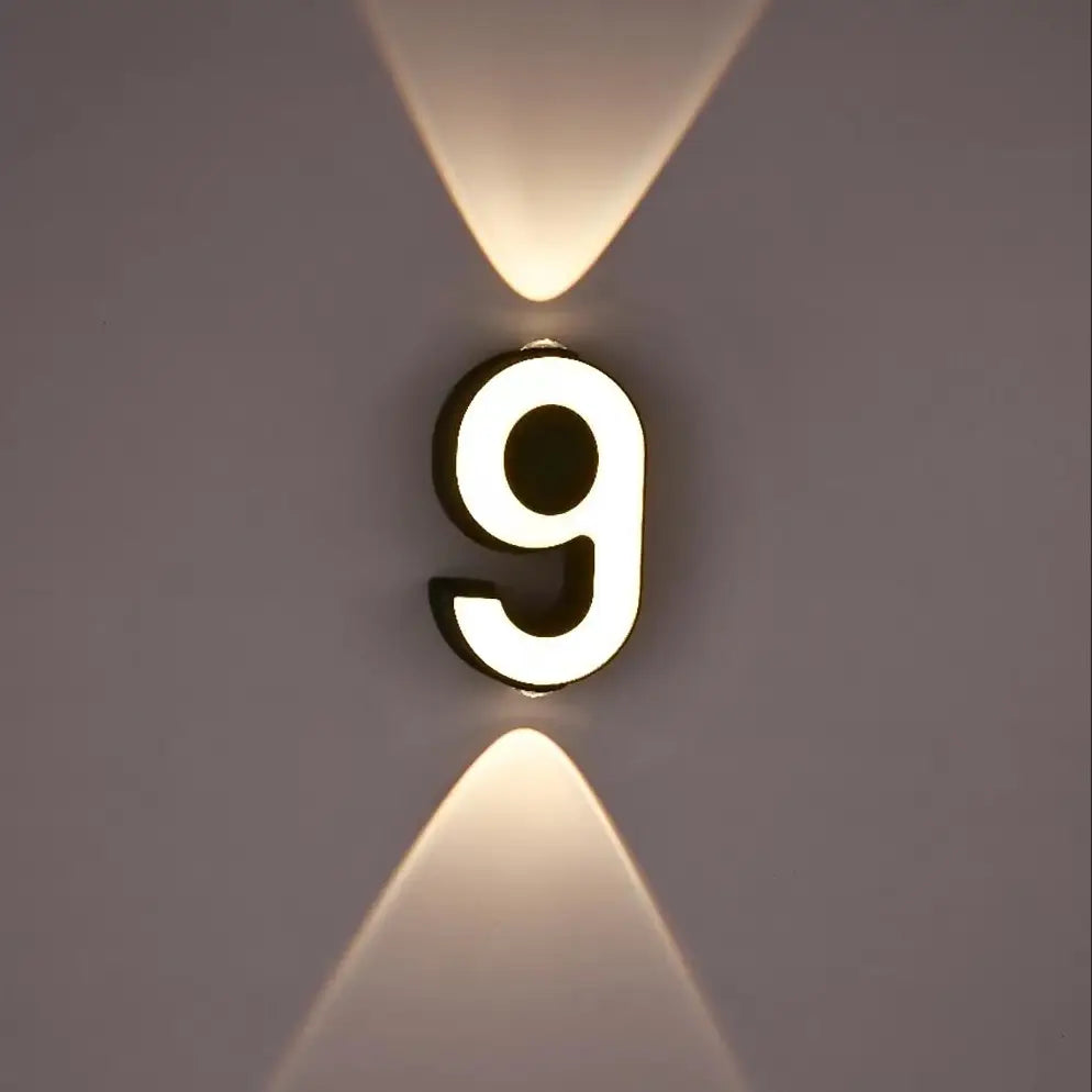 LED wall light number sign indoor and outdoor IP65 waterproof modern minimal aluminium porch garden light