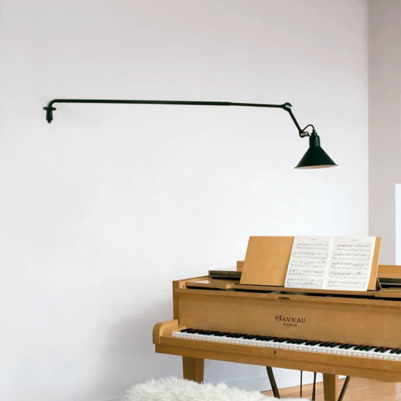 Modern retractable wall light for reading and adjustable lighting