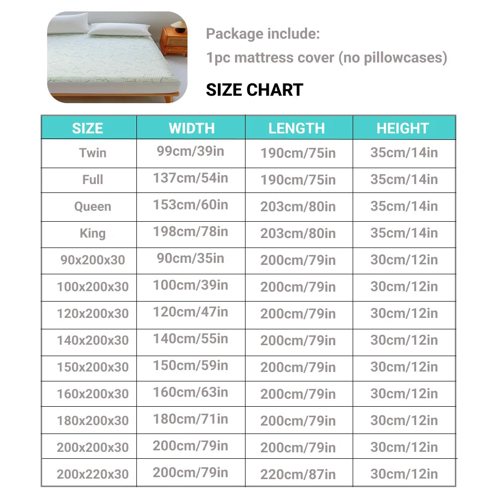 1pc Waterproof Bamboo Mattress Cover (Without Pillowcase), Cooling &amp; Breathable Fitted Bed Sheet With 6-14inches Deep Pocket - vue 3 sur 7