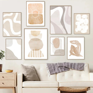 abstract geometric canvas in neutral tones for wall decoration