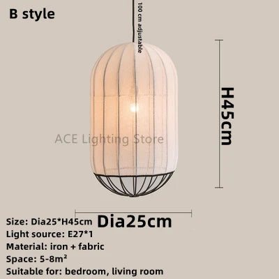 Modern nordic fabric chandelier for minimalist interiors - vue 8 sur 9