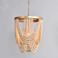 Retro wooden bead chandelier for interior decoration