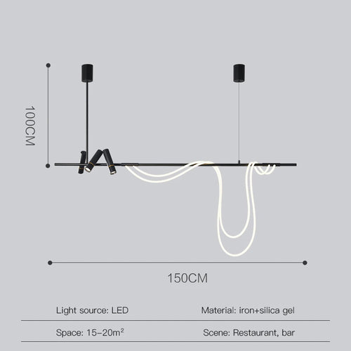 Modern long minimalist led pendant light for interiors - vue 9 sur 8