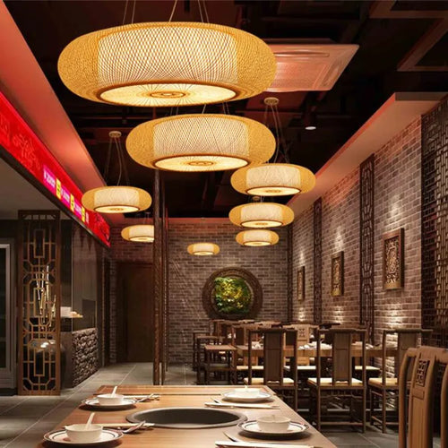 Modern bamboo pendant light Chinese style for interior decoration - vue 3 sur 10
