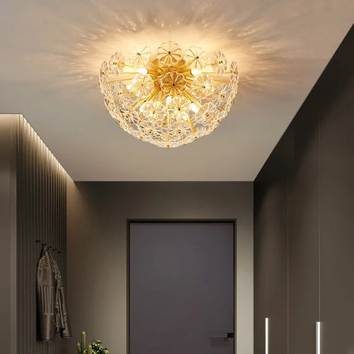 Copper dandelion crystal LED pendant chandelier - vue 5 sur 12