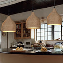Vintage hemp rope pendant light for industrial loft