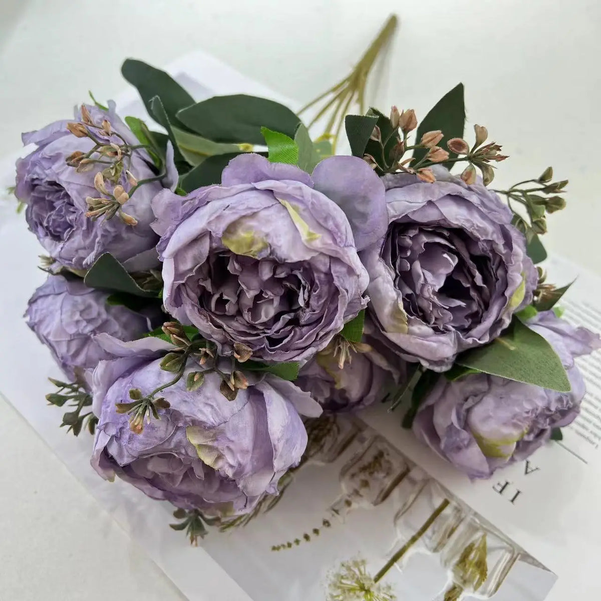Artificial peony bouquet for weddings and home decor - vue 6 sur 13