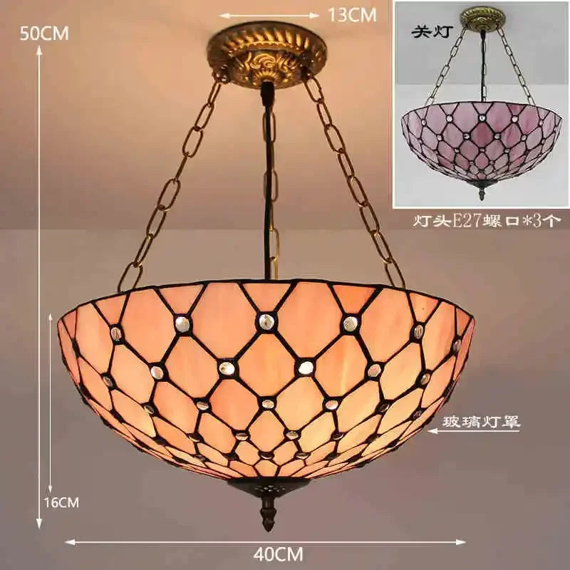 Tiffany style stained glass chandelier for interior decoration - vue 9 sur 11