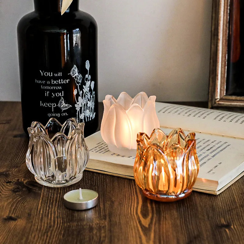 Vintage glass candle holder for weddings and handcrafted decor