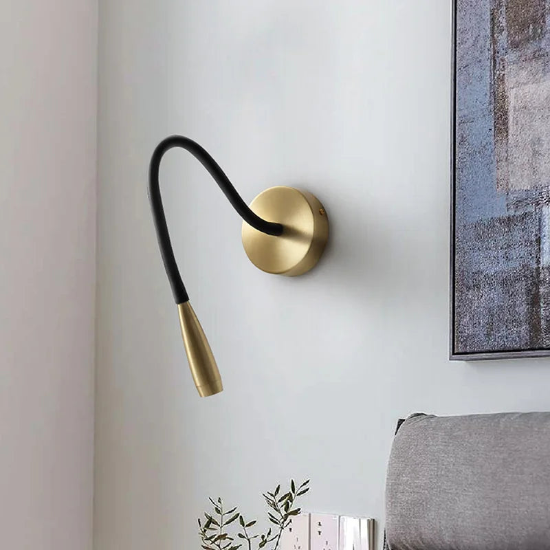 modern minimalist wall light all copper for bedside reading