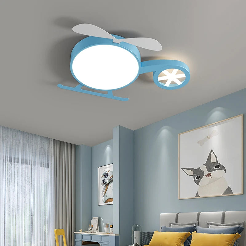 Creative LED lamp for children's room with airplane and cloud design