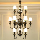 Copper chandelier with elegant and modern glass shade