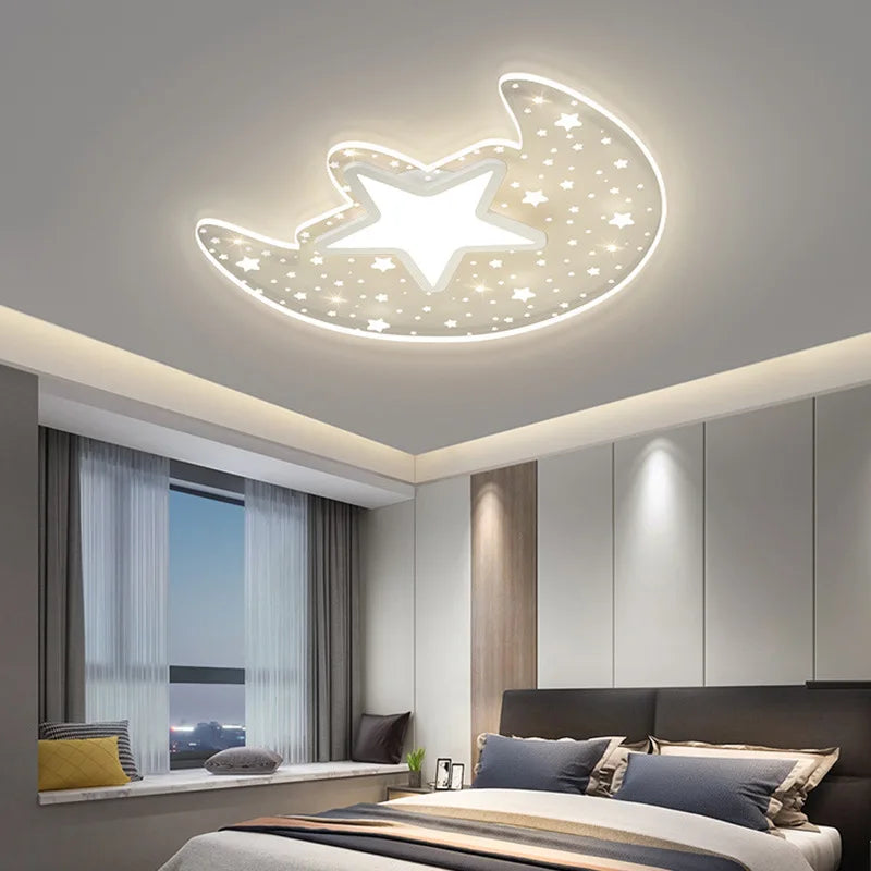 Romantic moon and starry sky ceiling light for children - vue 3 sur 9