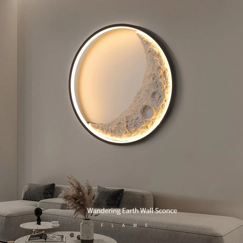 Nordic-style resin LED wall light moon design - vue 2 sur 17