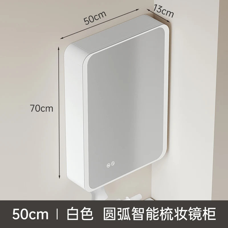 circular aluminum wardrobe with mirror, smart lighting and storage - vue 20 sur 32